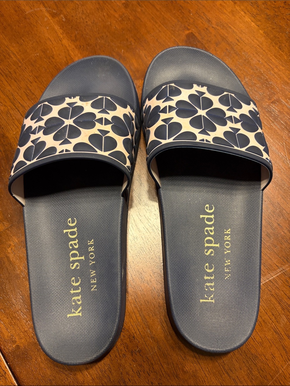 kate spade Navy and Cream Floral Slide Sandals